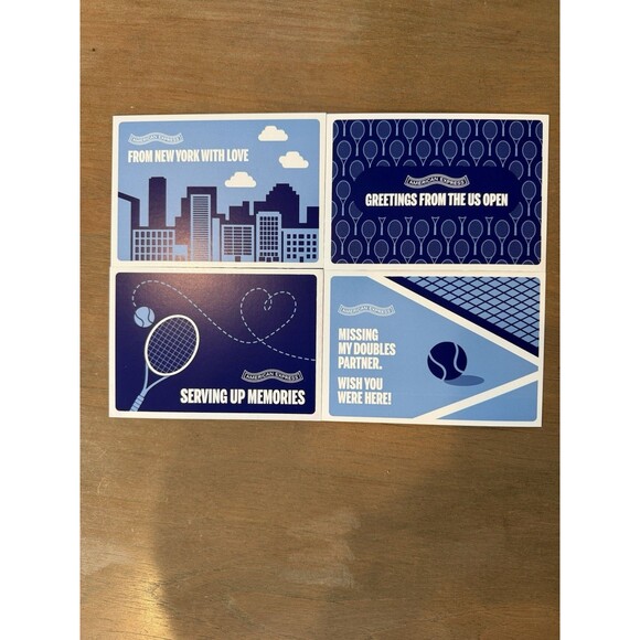 US Open Tennis 2025 Postcards American Express Merch AMEX Postcard Set of 4 NEW - Picture 2 of 7